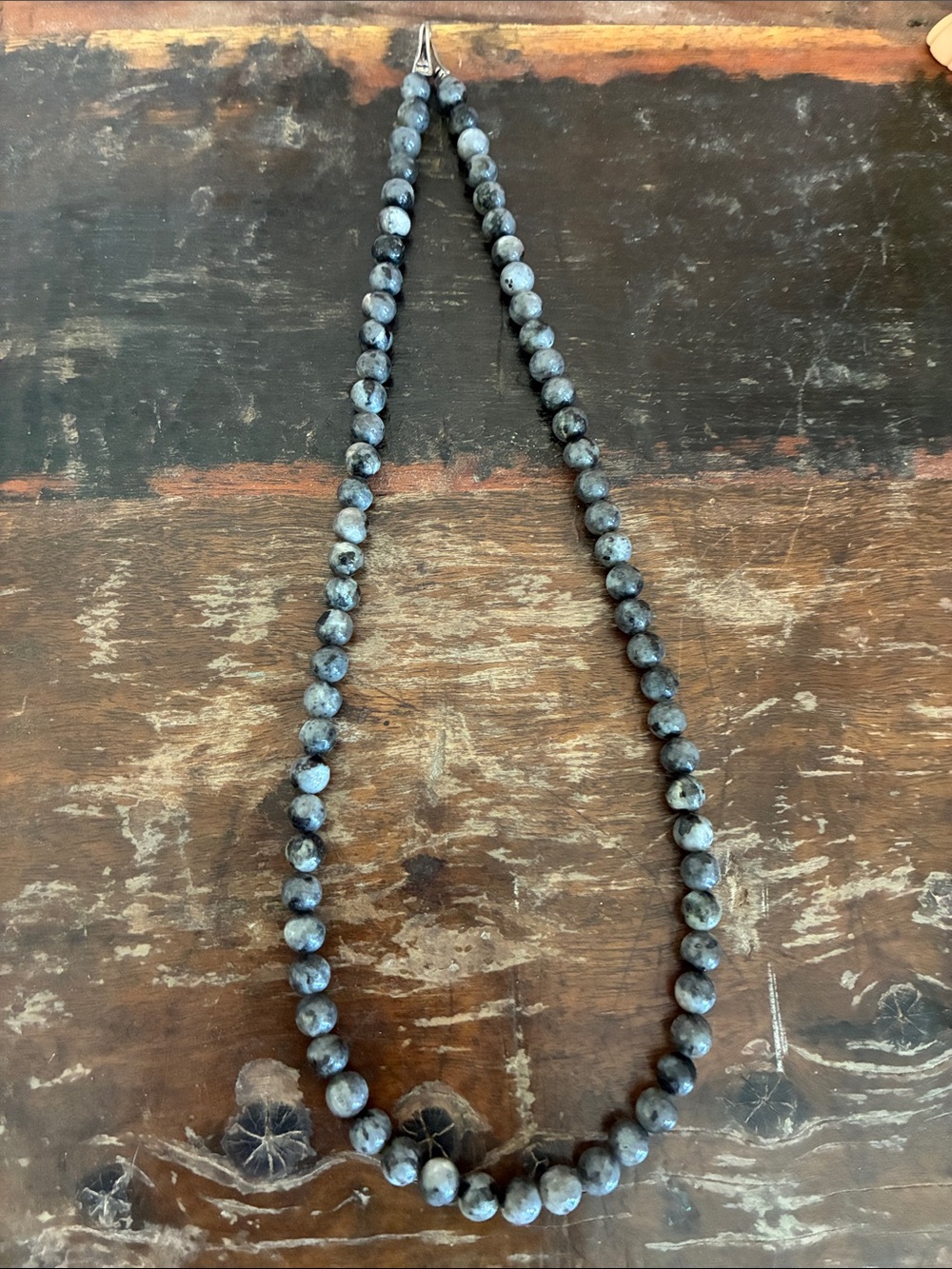 Genuine Moonstone Gray-Black Beaded Necklace - Unisex Jewelry